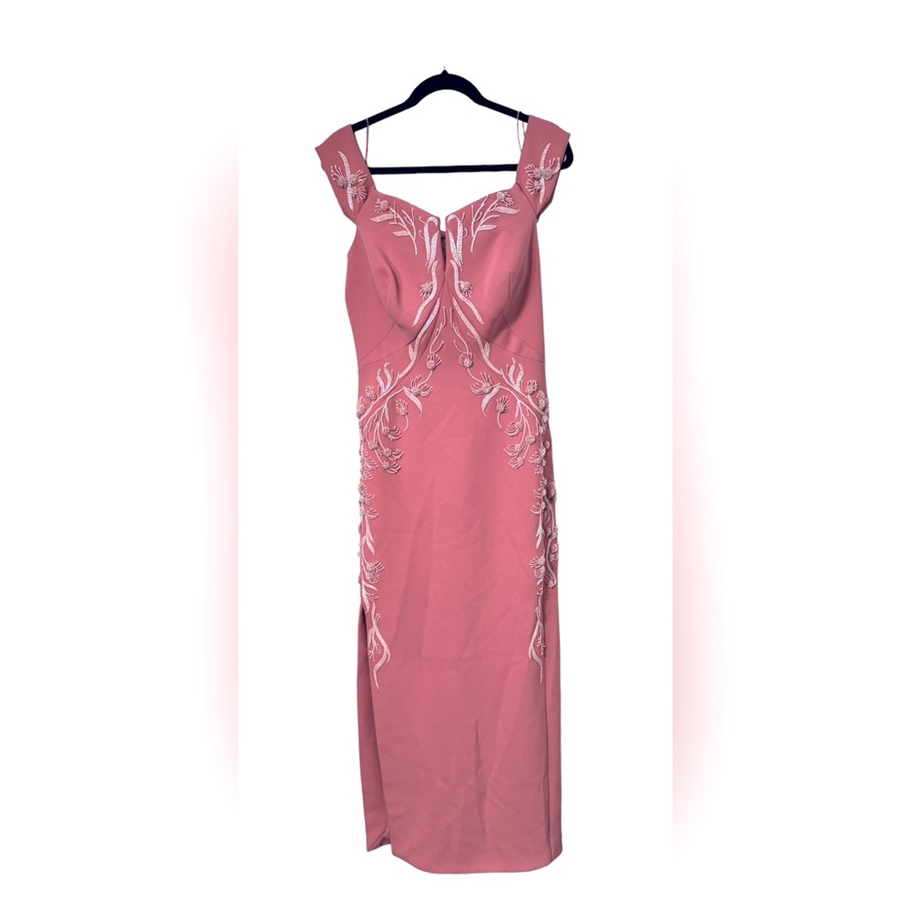 ZAC POSEN**Elegant Pink Gown with White Embroidery***US 12 $6995 NWT - Picture 5 of 7